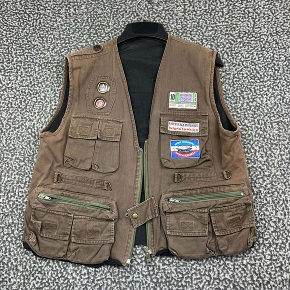 Orniche Other - Vintage Orniche Fishing Vest Men Large Brown Multi Pocket Patch Utility L